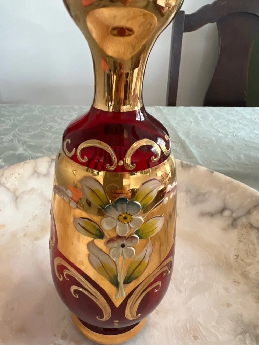 Vintage Italian Red Murano Glass Decanter - Picture 3 of 8